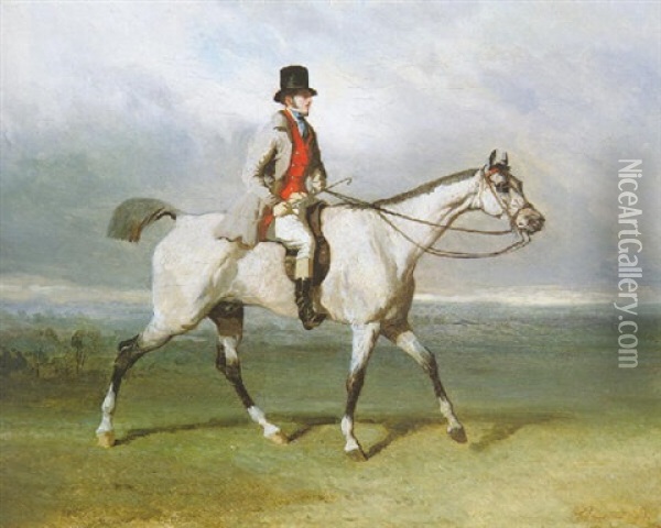 Noble Man On Horseback Oil Painting - Alfred De Dreux