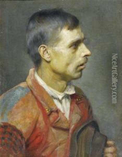 Portrait Of A Man. Oil Painting - Iwan Trusz