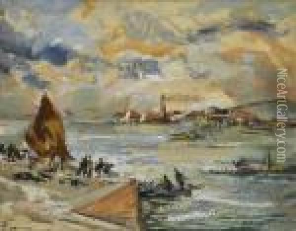 Porto Di Genova Oil Painting - Pompeo Mariani