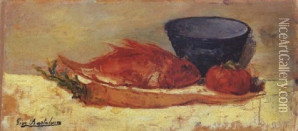 Natura Morta Con Scorfano Oil Painting - Giovanni Bartolena