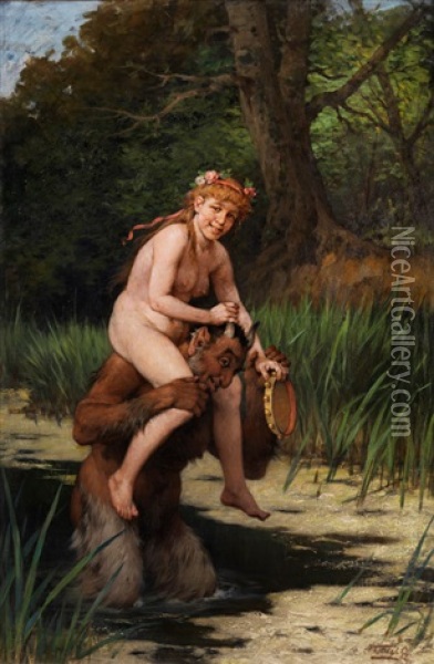 Satyr Und Nymphe Oil Painting - Gyoergy Vastagh