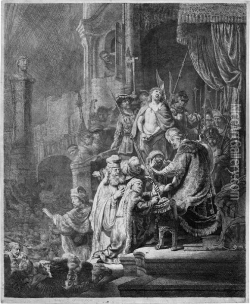 Christus Vor Pilatus - Das Ecce Homo Oil Painting - Rembrandt Van Rijn