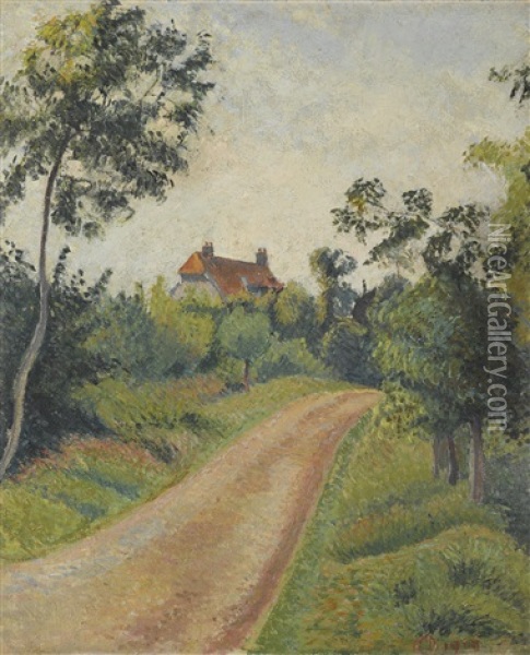 La Route, Berneval Oil Painting - Lucien Pissarro