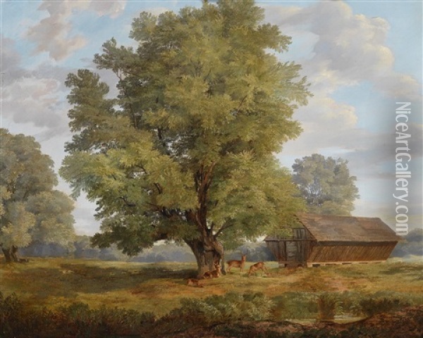 Hirsche In Der Praterau Oil Painting - Rudolph Swoboda the Elder