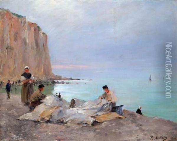 Normandie, Pecheurs Sur La Greve Oil Painting - Paul Mathey