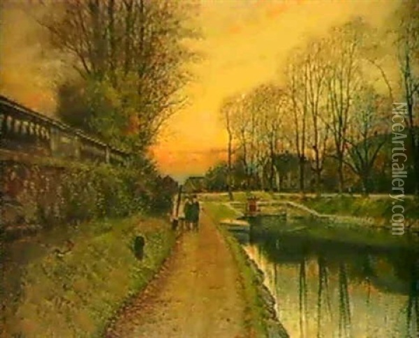 Vid Kanalen Oil Painting - Justus Lundegard
