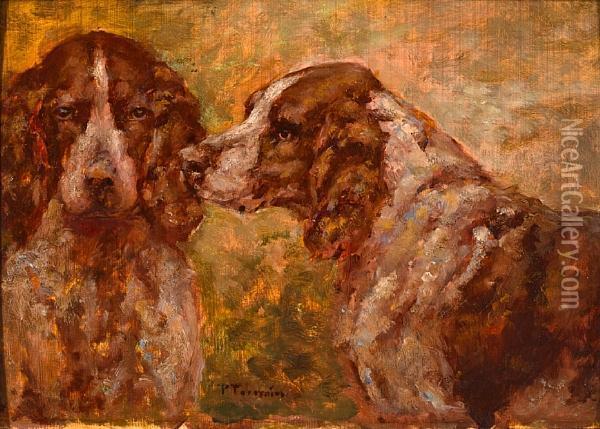 Two Spaniels Oil Painting - Paul Tavernier