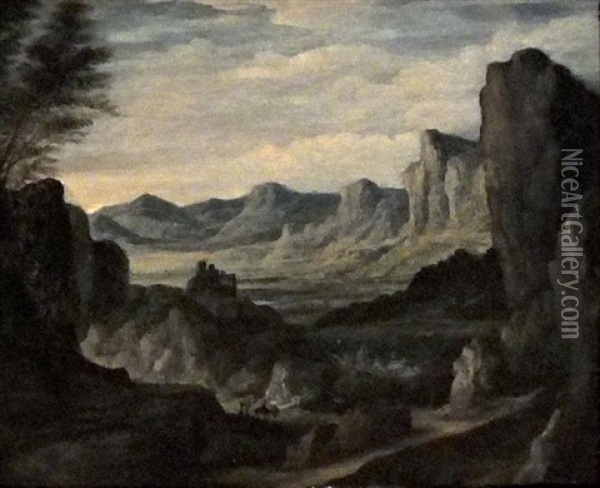 Paysage Aux Montagnes Oil Painting - Johannes Ruyscher