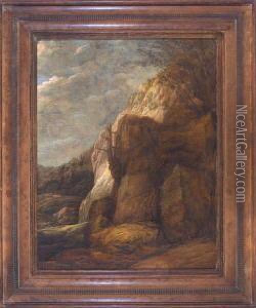Sparlich Bewachsene Felslandschaft Oil Painting - Hercules Pietersz Seghers
