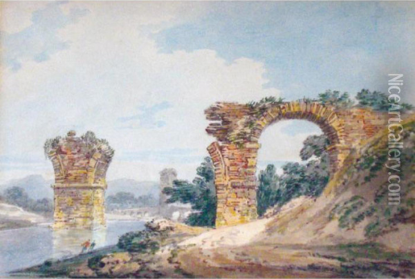 The Two Bridges Of The Narni Oil Painting - Joseph Mallord William Turner