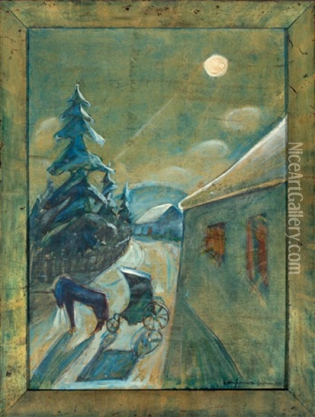 Mondlandschaft Mit Pferd Oil Painting - Walter Gramatte