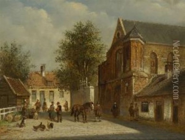 Auf Der Dorfstrase Oil Painting - Willem Hendrick Eickelberg