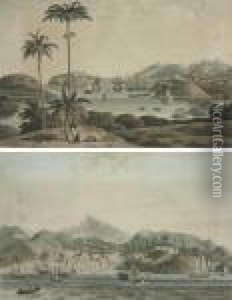 A View Of The Town Of St George And Richmond Heights In The Islandof Granada Oil Painting - William Daniell RA