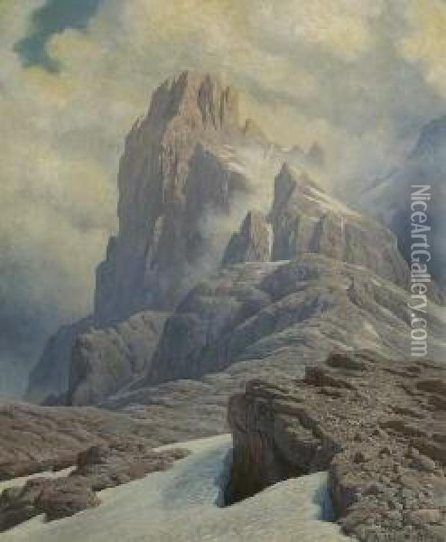 Gipfellandschaft In Den
 Dolomiten Oil Painting - Rudolf Reschreiter