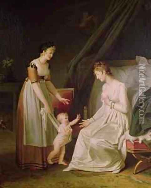 The Breastfeeding Mother Oil Painting - Marguerite Gerard
