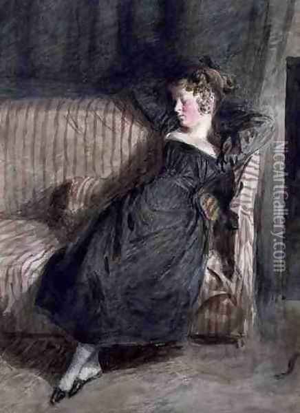 Young Girl Asleep on a Couch Oil Painting - William Henry Hunt