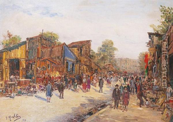 Le Marche Aux Puces Oil Painting - Gustave Madelain