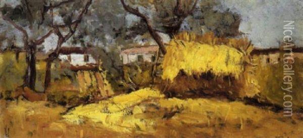 Grano Tra Gli Ulivi Oil Painting - Ulvi Liegi (Luigi Levi)