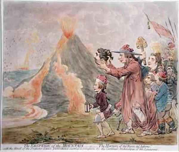 The Eruption of the Mountain or The Horrors of the Bocca del Inferno Oil Painting - James Gillray