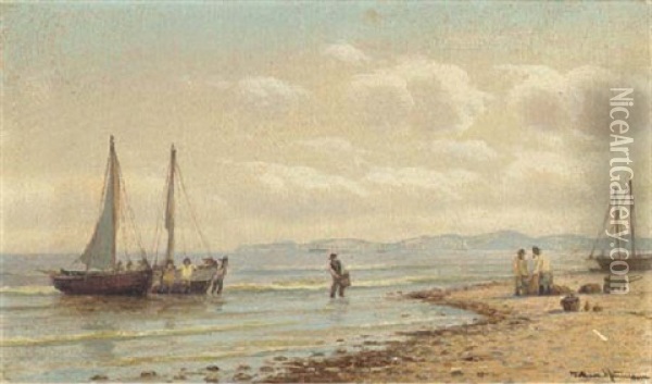 Coming Ashore Oil Painting - Carl Johann Neumann