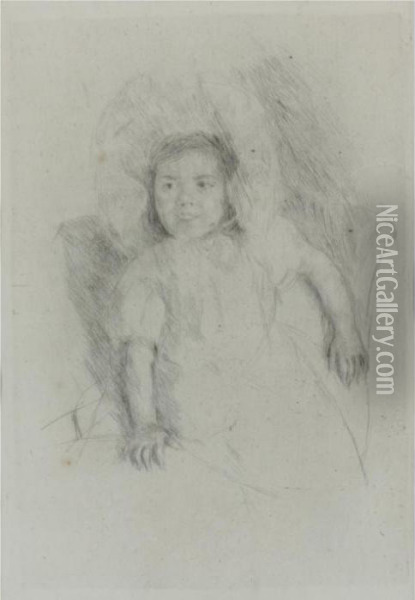 Margo Wearing A Bonnet (no. 3) (breeskin 181) Oil Painting - Mary Cassatt