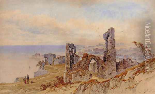 On the cliffs, Castle hill, Hastings Oil Painting - William James Boddy