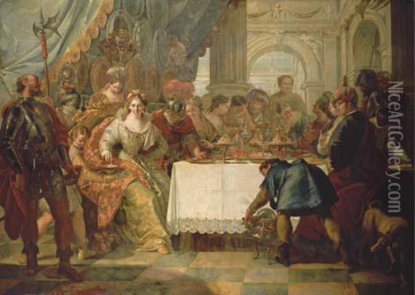 The Banquet Of Cleopatra Oil Painting - Francesco Fontebasso