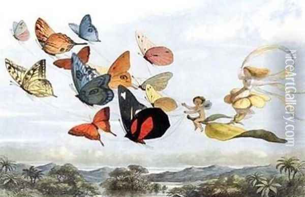 Butterfly Chariot Oil Painting - Richard Doyle