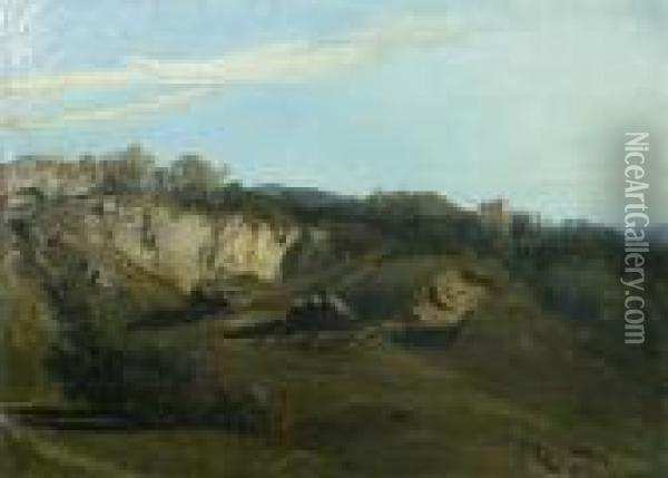 Ruine Au Dessus De La Mer Nicoise Oil Painting - Paul Huet