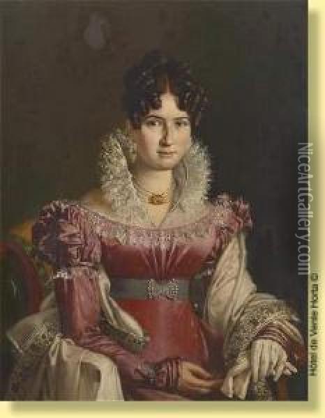 Portrait D'elegante Oil Painting - Josef Bartholomeus Vieillevoye