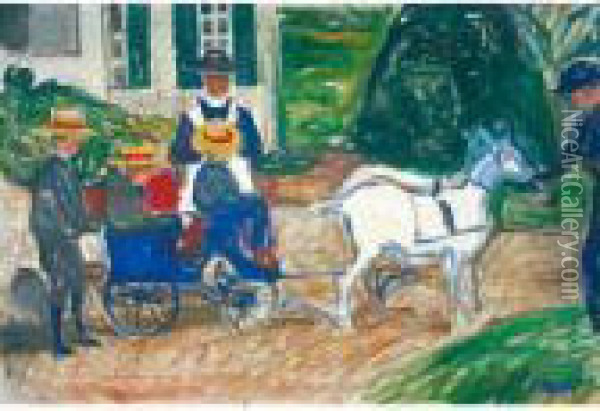Der Ziegenwagen (the Goats Carriage) Oil Painting - Edvard Munch