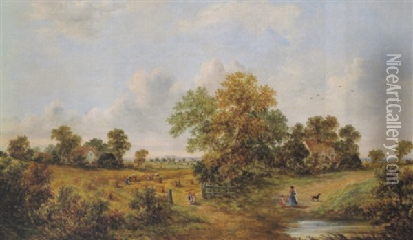 Eine Sommerlandschaft In England Oil Painting - William Meadows