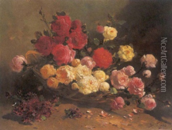 Bloemenstilleven Oil Painting - Henry Schouten