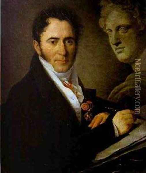 Portrait Of The Artist 1841 Oil Painting - Vasili Andreevich Tropinin