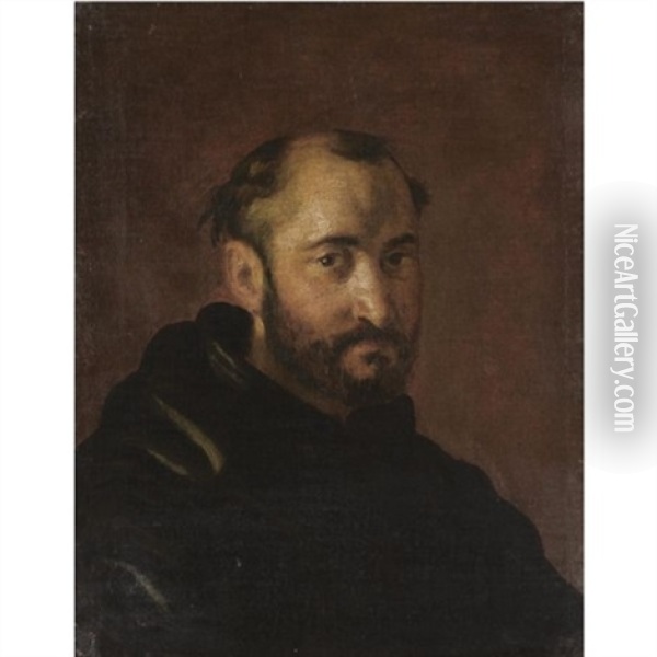 Portrait Of A Benedictine Monk, Bust Length Oil Painting - Fray Juan Andres Rizi de Guevara