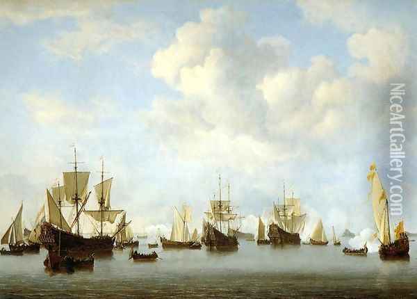The Dutch Fleet in the Goeree Straits (Guinea) Oil Painting - Willem van de Velde the Younger