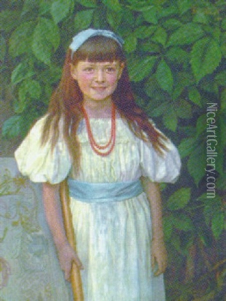 Flicka Vid Vildvin Oil Painting - Johann Christopher Schlichtkrull