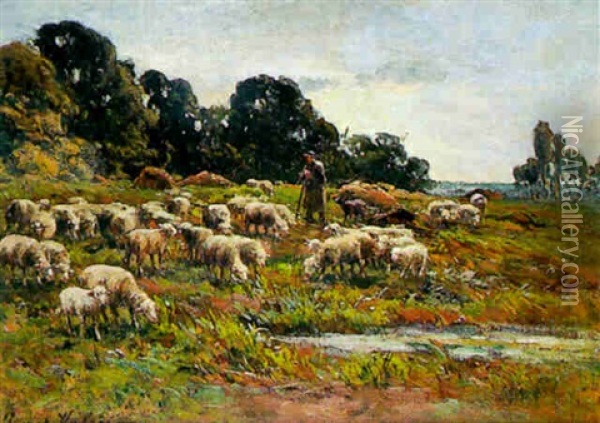Le Berger Et Ses Moutons Oil Painting - Andre Prevot-Valeri