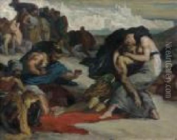 Scene De Massacre Oil Painting - Pierre-Cecile Puvis De Chavannes