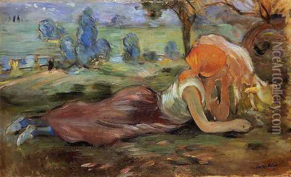 Shepherdess Laying Down2 Oil Painting - Berthe Morisot