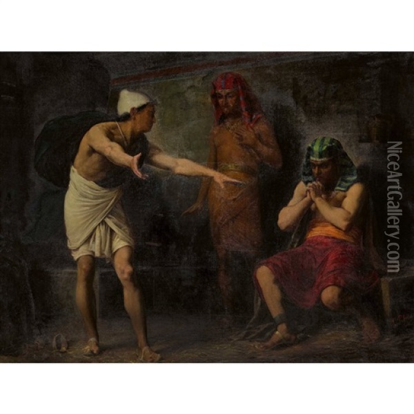 Joseph Deutet Die Traume Des Pharao Oil Painting - Leon-Jean Petua