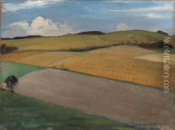 The Trundle At Goodwood Oil Painting - Christopher R. Wynne Nevinson