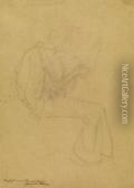 Weibliche Gestalt In Langem Gewand, Ein Saiteni Strumentspielend Oil Painting - Gustav Klimt