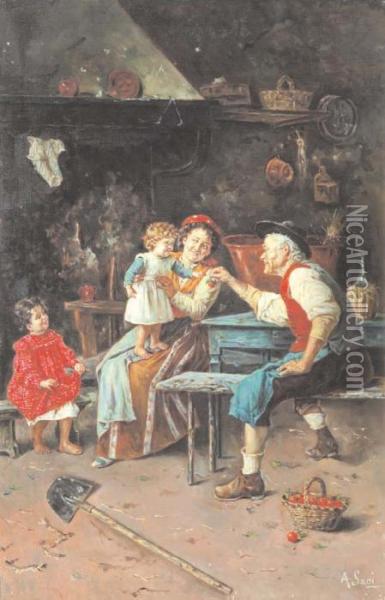 Il Regalo Del Nonno Oil Painting - Alessandro Sani