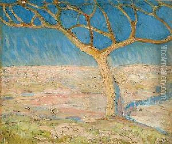 Samotne Drzewo (na Odwrocie Szkic Pejzazu), Ok. 1916 Oil Painting - Jerzy Niementowski