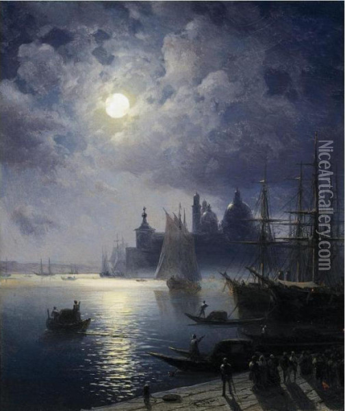 Venice At Night Oil Painting - Ivan Konstantinovich Aivazovsky