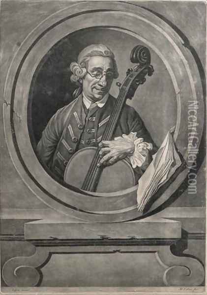 Portrait of a musician, possibly Franz Joseph Haydn (1732-1809), engraved by M.A. Picot Oil Painting - Johann Zoffany