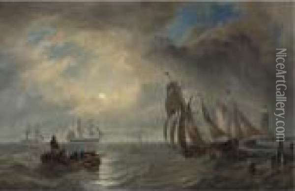 Ships On Choppy Seas Oil Painting - John Wilson Carmichael