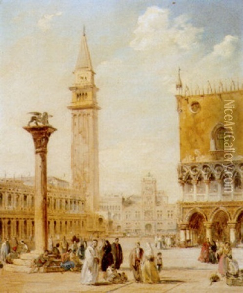 St.mark's Square, Venice Oil Painting - Edward Pritchett