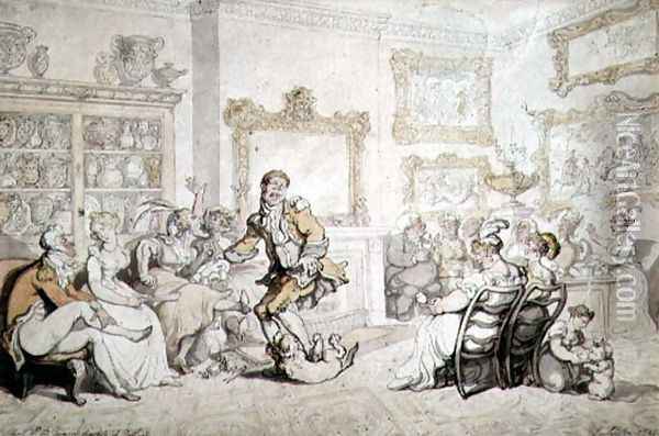Rout at the Dowager Duchess of Portlands, 1793 Oil Painting - Thomas Rowlandson